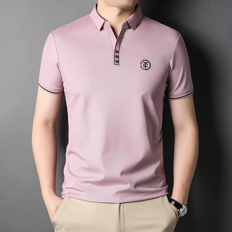 Solid Color Men's Polo Shirt Top Half Sleeve