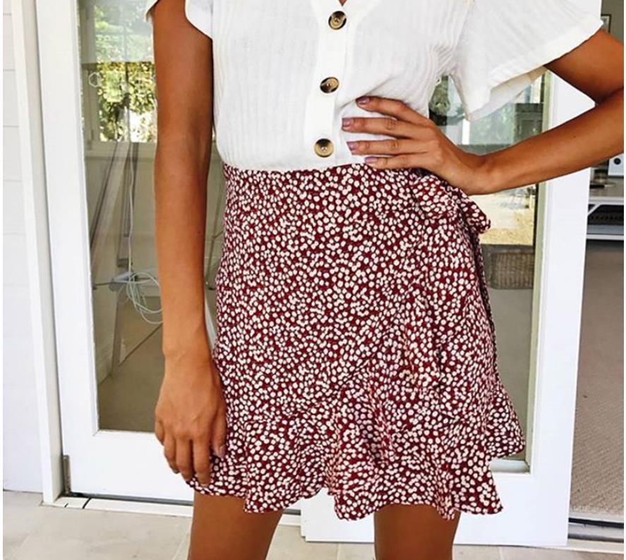 Ruffle skirt evening high waist skirt