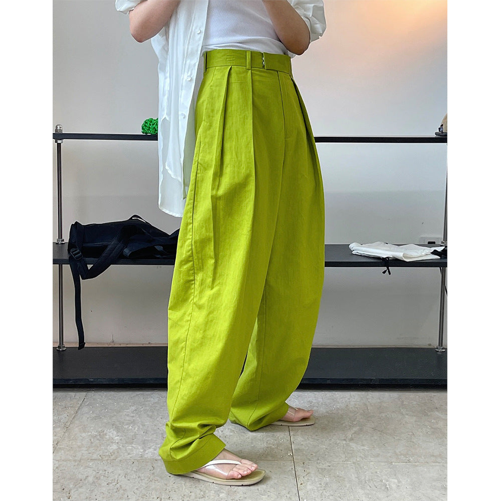 New Fashionable Linen High Waist Wide Leg Casual Trousers For Women