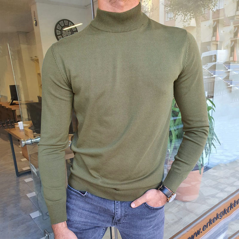 European And American Men's New High-neck Bottoming Sweater T-shirt