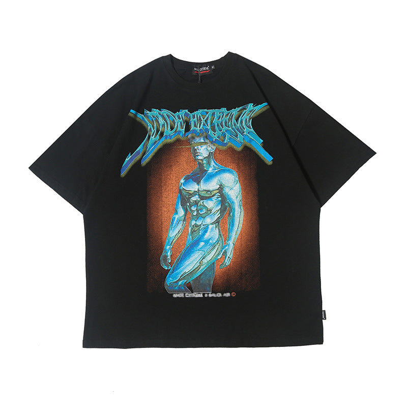 Fitness portrait printed men's short sleeve