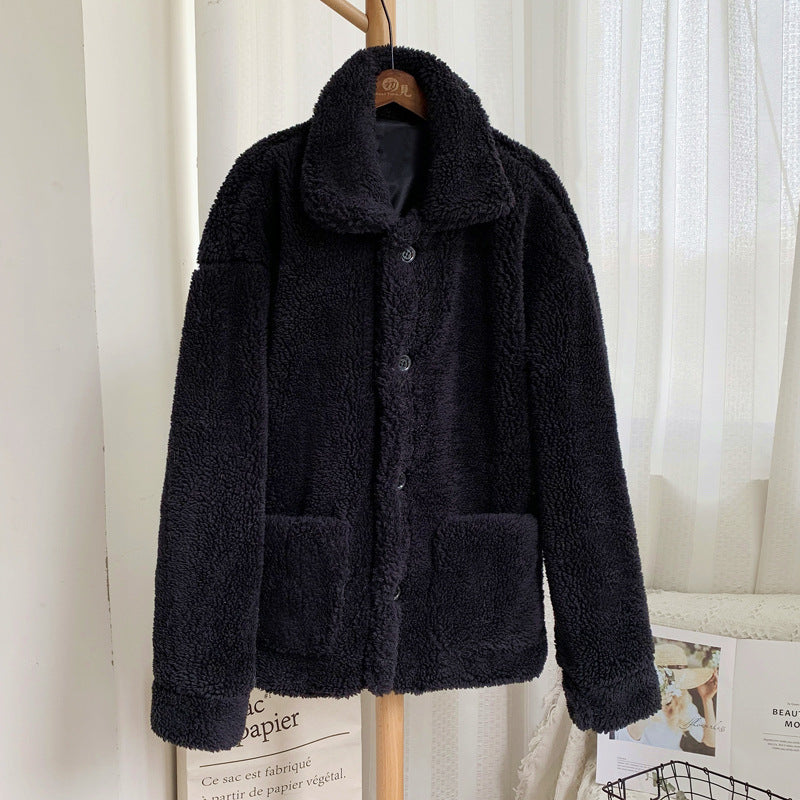 Women's Mid-Length Loose Grained Sheep Shearing Coat