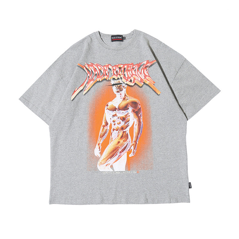 Fitness portrait printed men's short sleeve