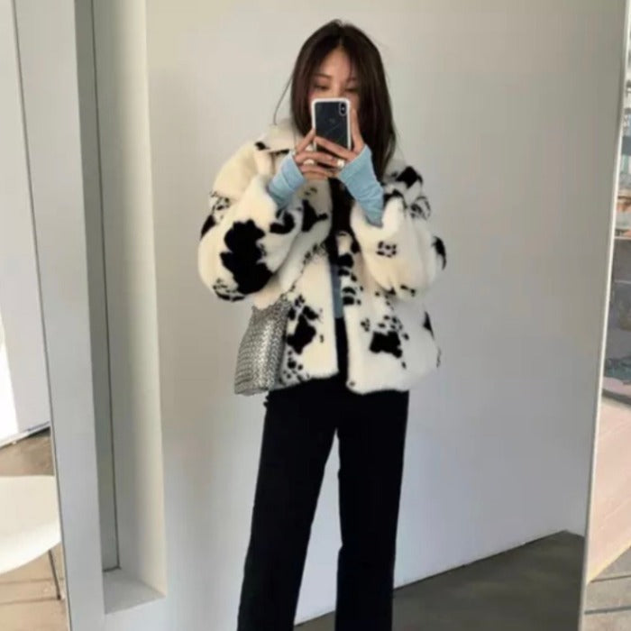 Type track cow lapel short cotton wool coat