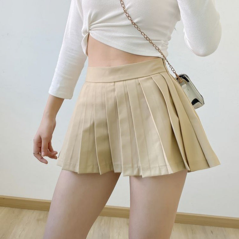 Short Front And Long Back Cute Pleated Skirt For Women Slim Fit Anti-exposure