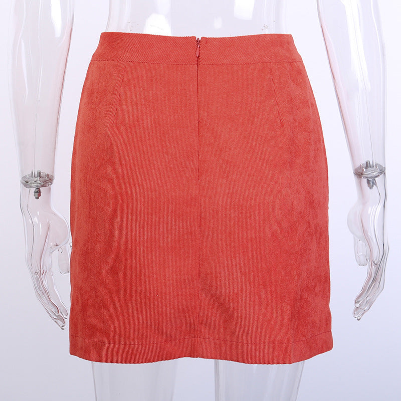 Corduroy split skirt