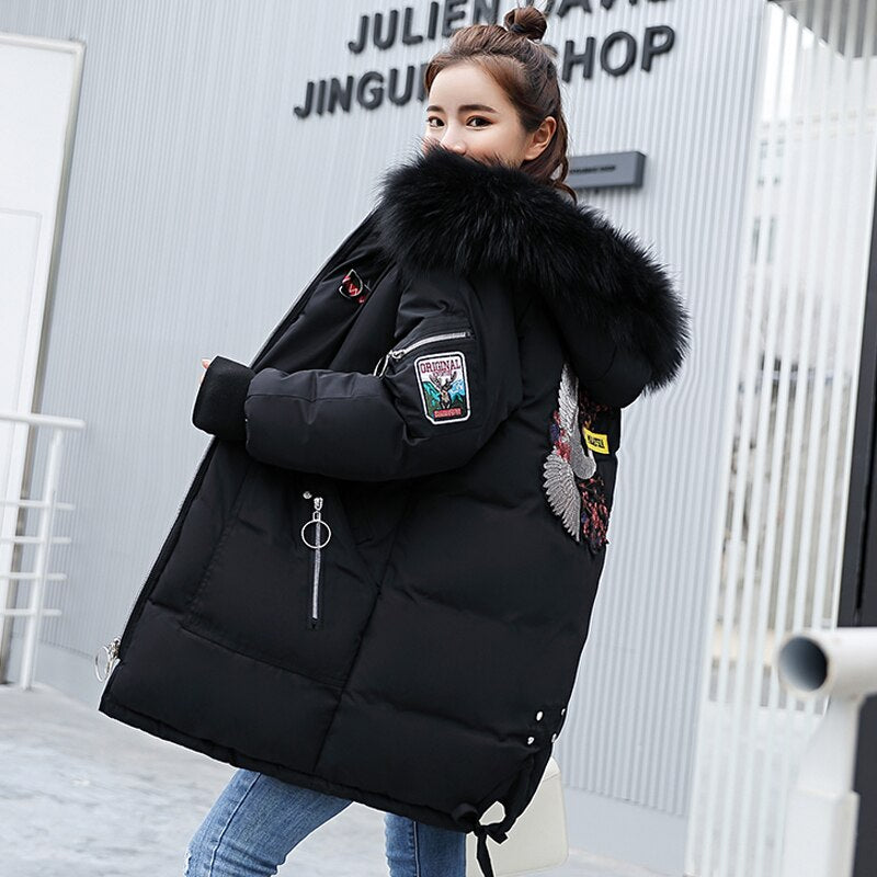 Leisure embroidered printed down jacket