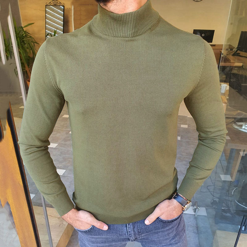 European And American Men's New High-neck Bottoming Sweater T-shirt