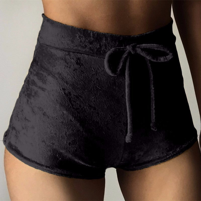 Flannel Elastic Laced Pleated Track Shorts