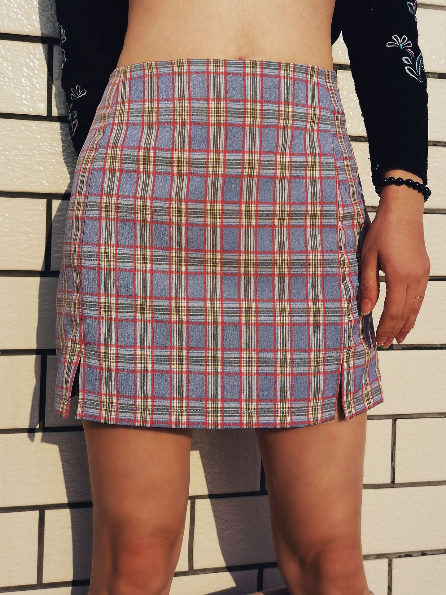 High Waist Plaid Skirt