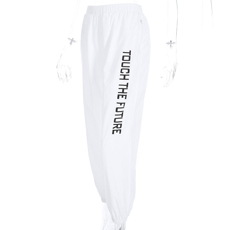 Printed letters hip-hop high waist casual track pants