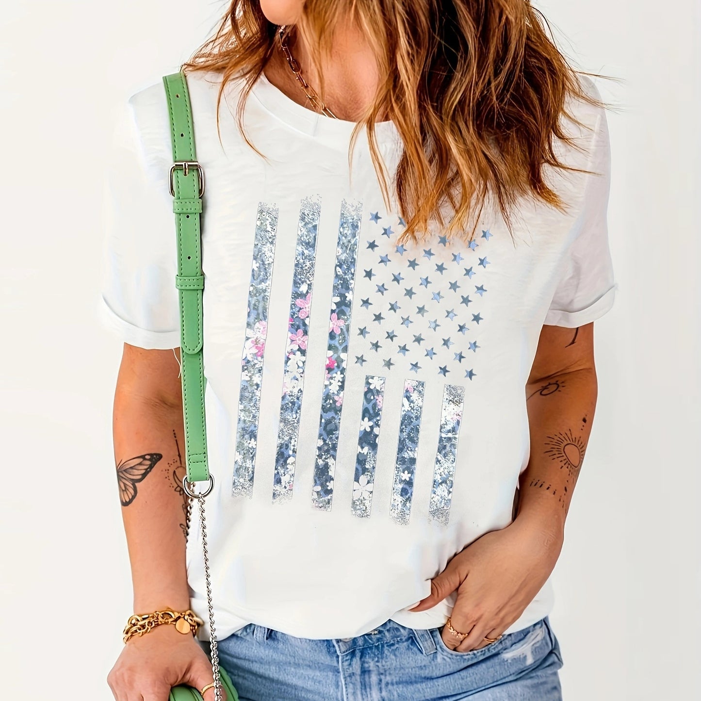 European And American Round Neck Print T-shirt