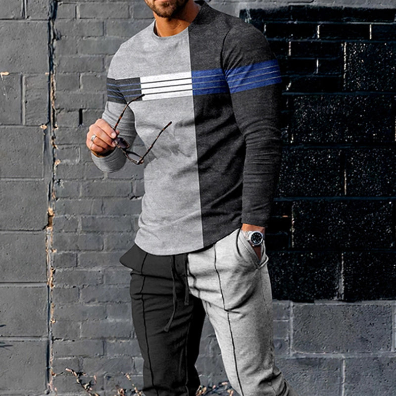 European And American Multi-color Long Sleeve Casual Sports Men Suit