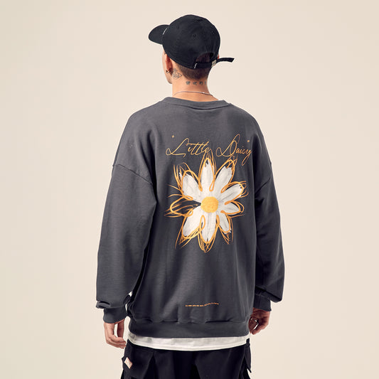 Men's autumn daisy print sweatshirt