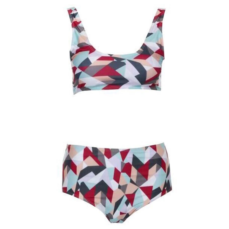 Split diamond print swimsuit