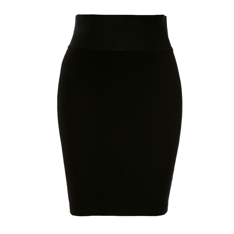 Solid color high waist sexy bag hip A-line skirt