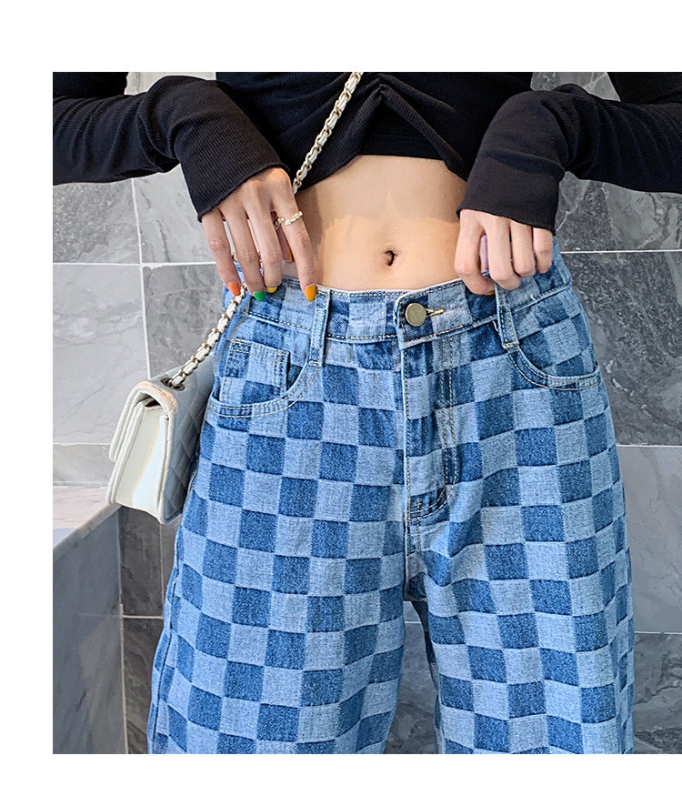 Women's plaid jeans