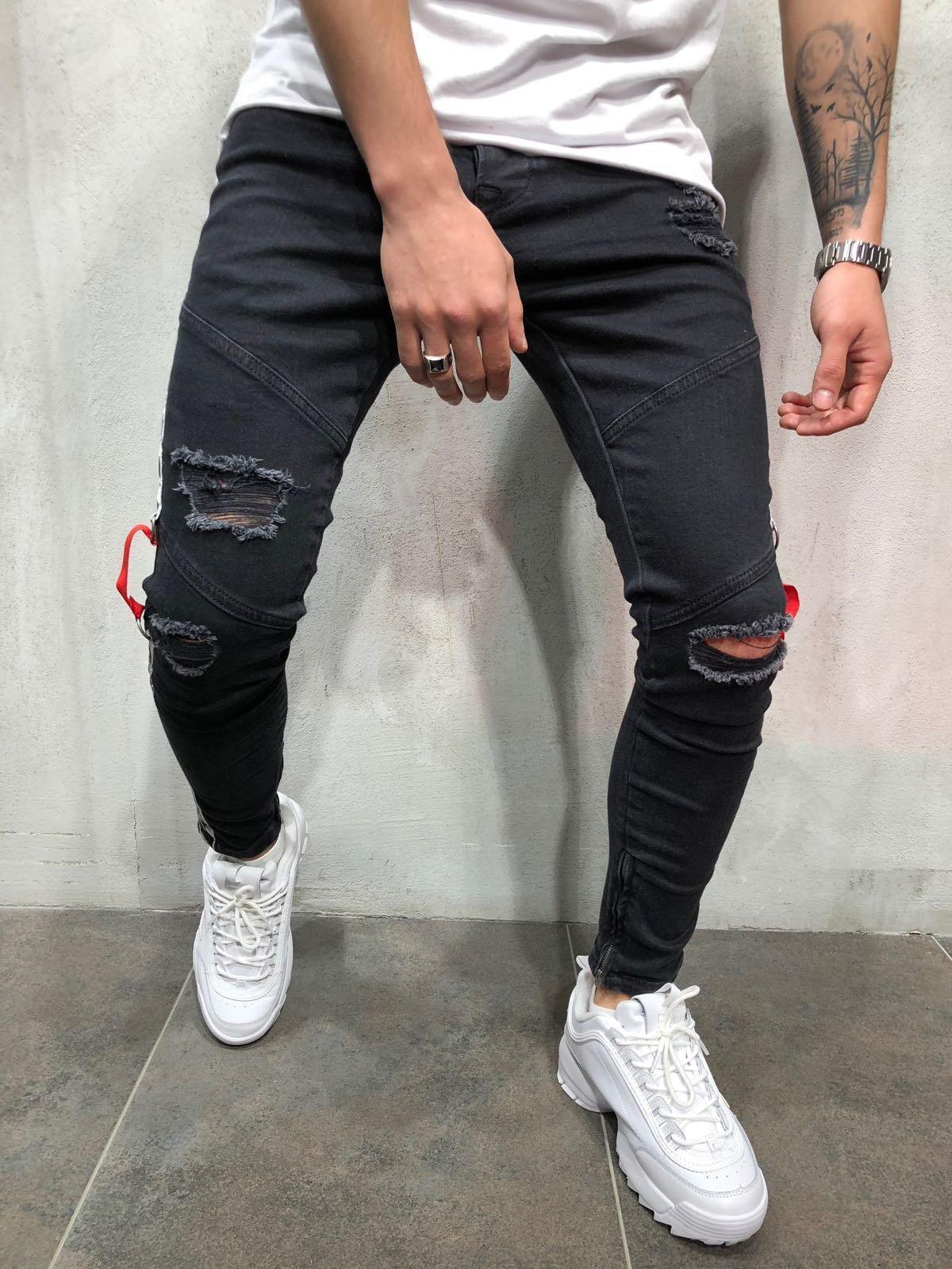 Men's ribbon jeans