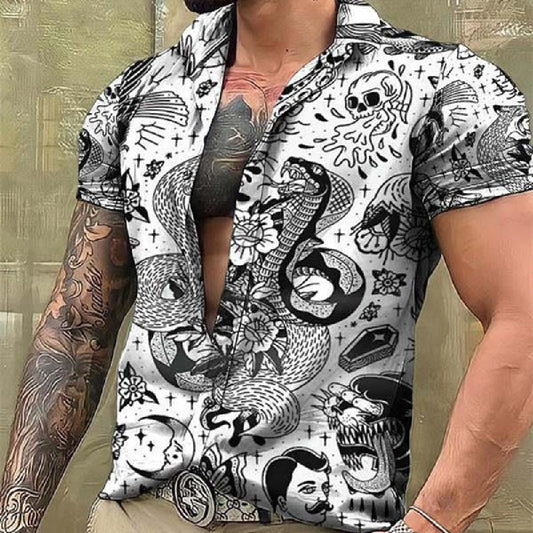 Men's Shirt Summer Graffiti Painting Series Personalized Printed Hawaiian