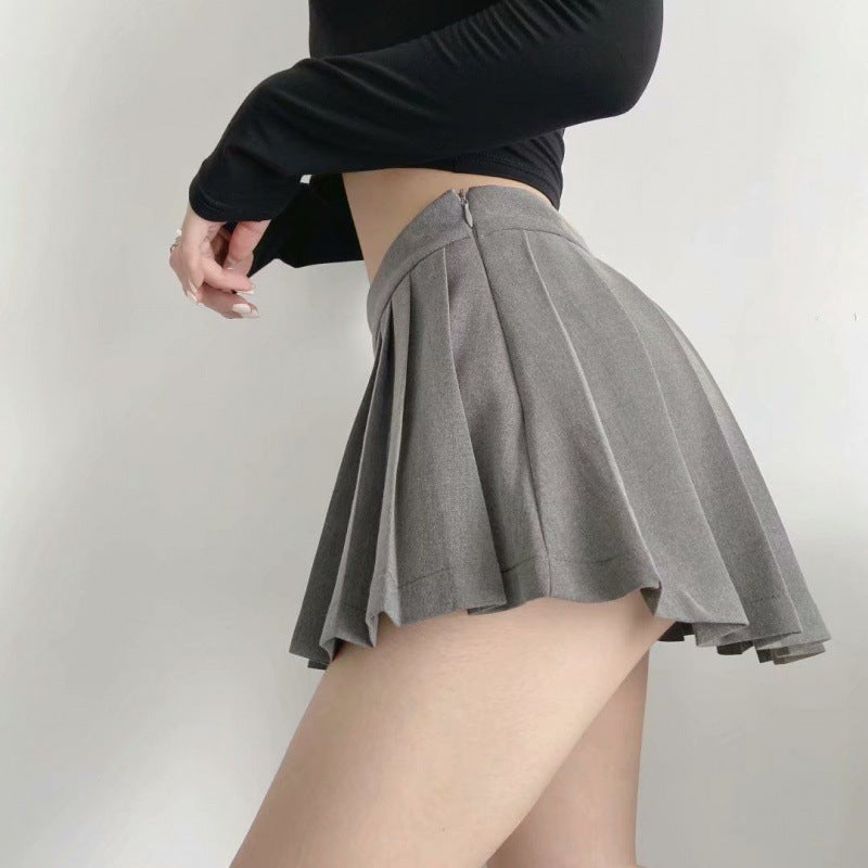 Short Front And Long Back Cute Pleated Skirt For Women Slim Fit Anti-exposure