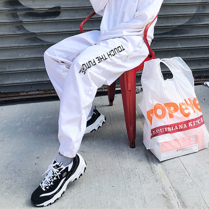 Printed letters hip-hop high waist casual track pants