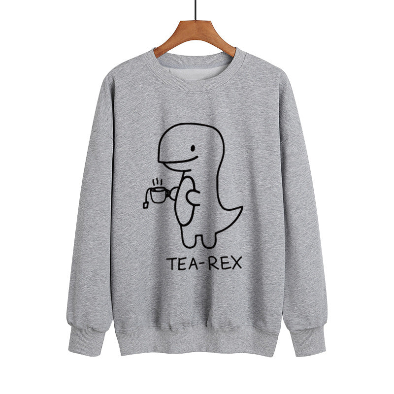 Popular Round Neck Sweater Dinosaur Printed Autumn And Winter Long Sleeve Casual Pullover