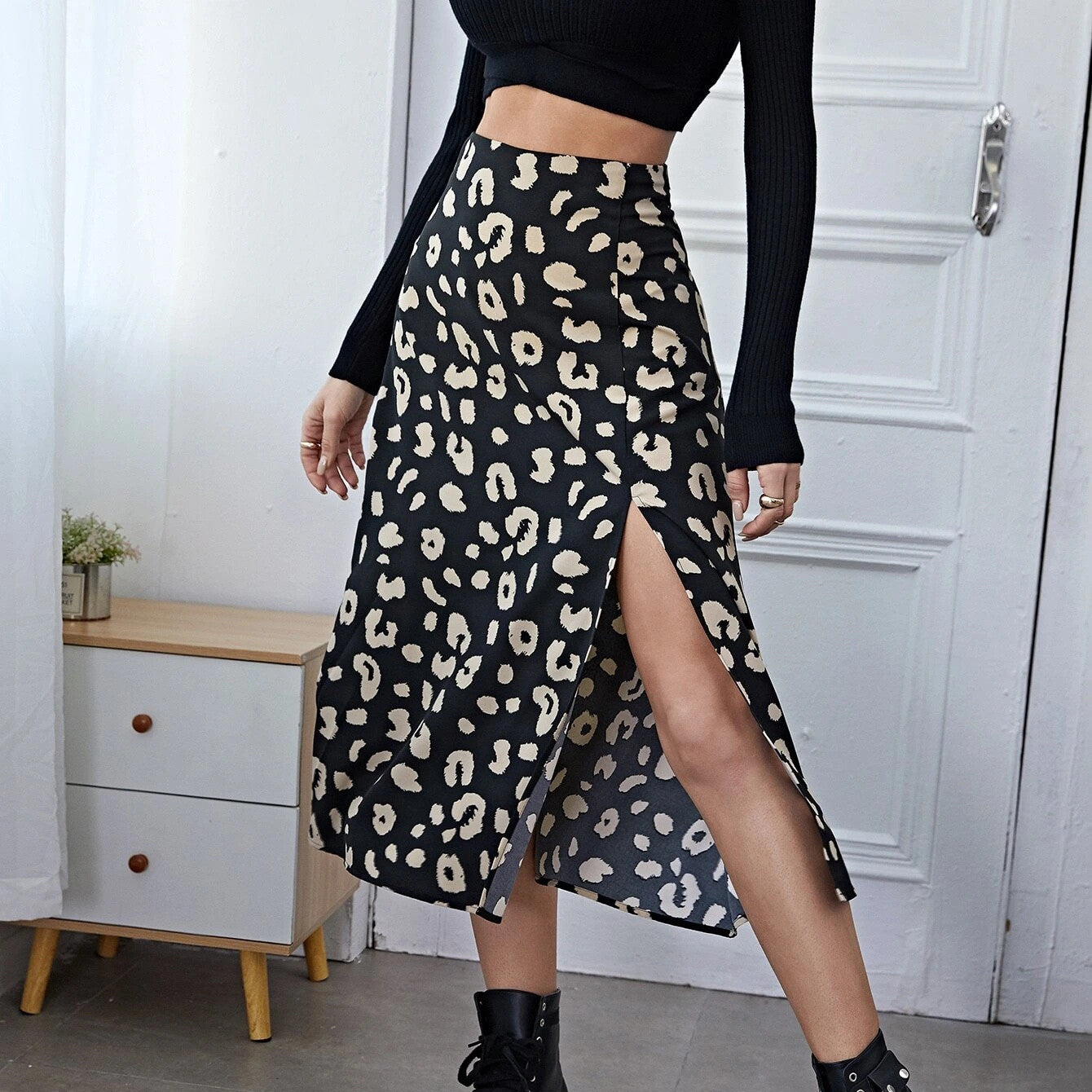 Women's Slim High Waist Printed Skirt