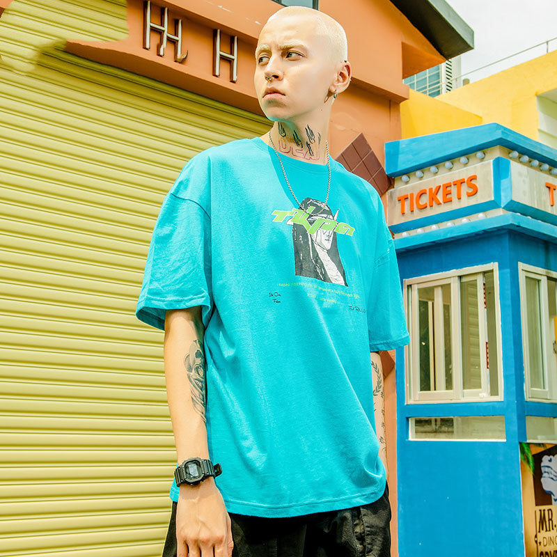 Dark Mourning Print Loose Short Sleeve