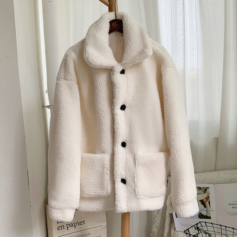 Women's Mid-Length Loose Grained Sheep Shearing Coat