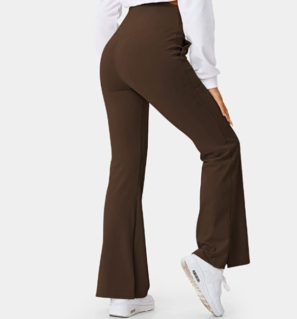 Spring Women's Workout Exercise Pants Akimbo Pants Split Flared Pants