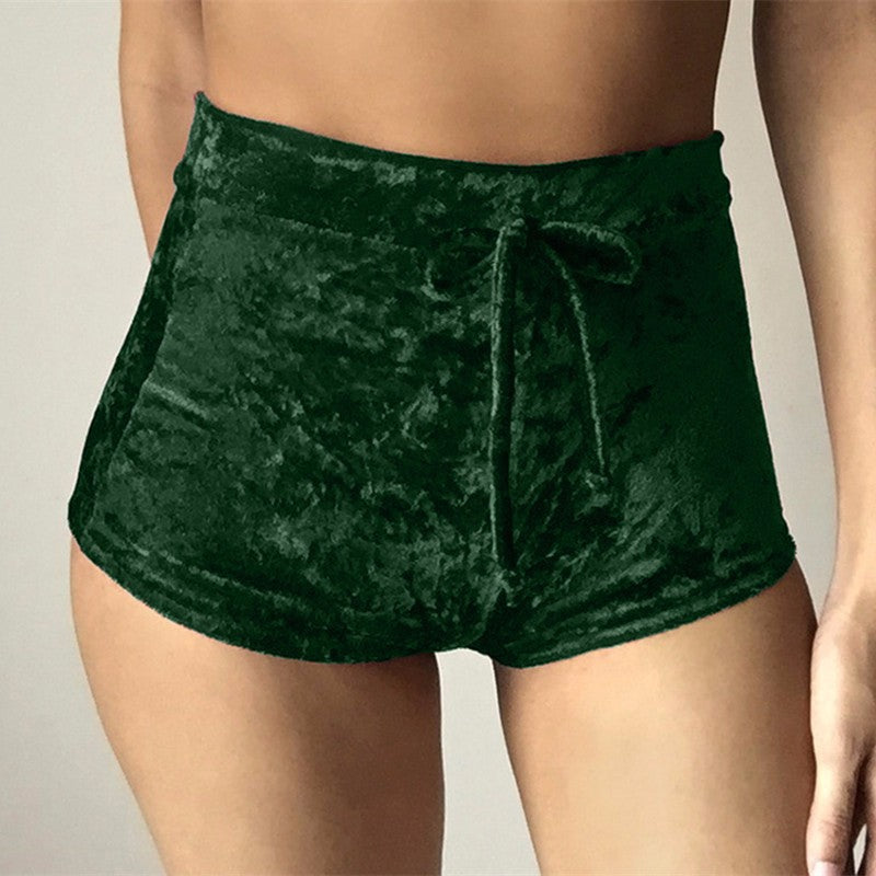 Flannel Elastic Laced Pleated Track Shorts