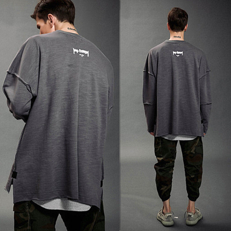 Asymmetric solid color sweater bottoming shirt