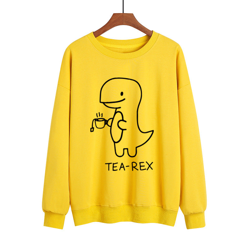 Popular Round Neck Sweater Dinosaur Printed Autumn And Winter Long Sleeve Casual Pullover