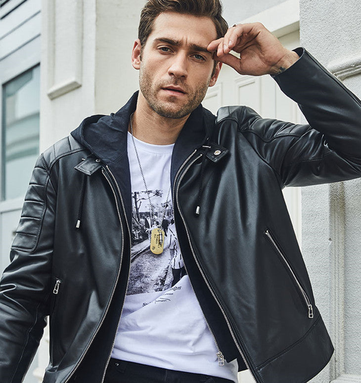 Leather Coat Trend Plus Cotton Hooded