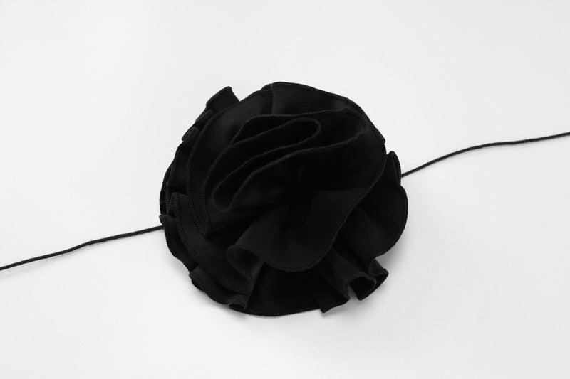 V-neck Black Rose Halter Lace-up Gloves Slimming Sheath Dress