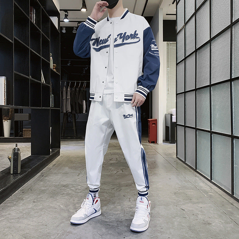 Casual Sports Baseball Suit Printed Two-piece Suit Men's Clothing