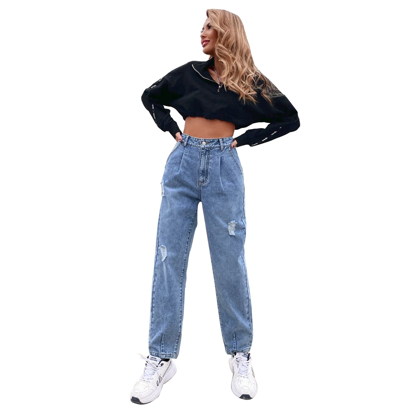 Jeans Show A New High Waist Thin Straight Loose