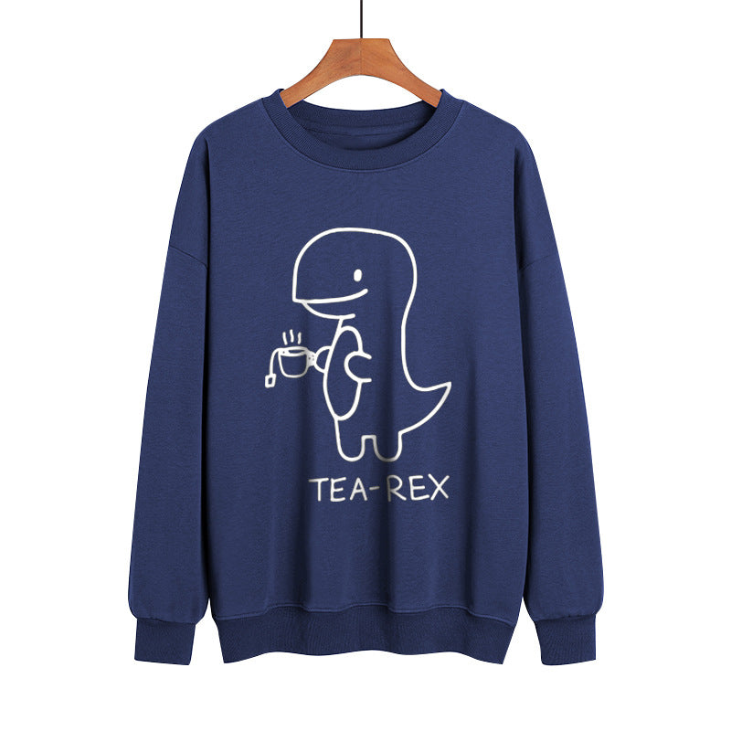 Popular Round Neck Sweater Dinosaur Printed Autumn And Winter Long Sleeve Casual Pullover