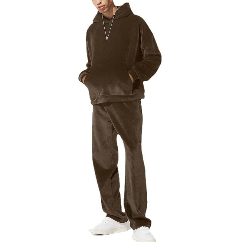 Men's Fashion Casual Plush Sweater Pants Suit