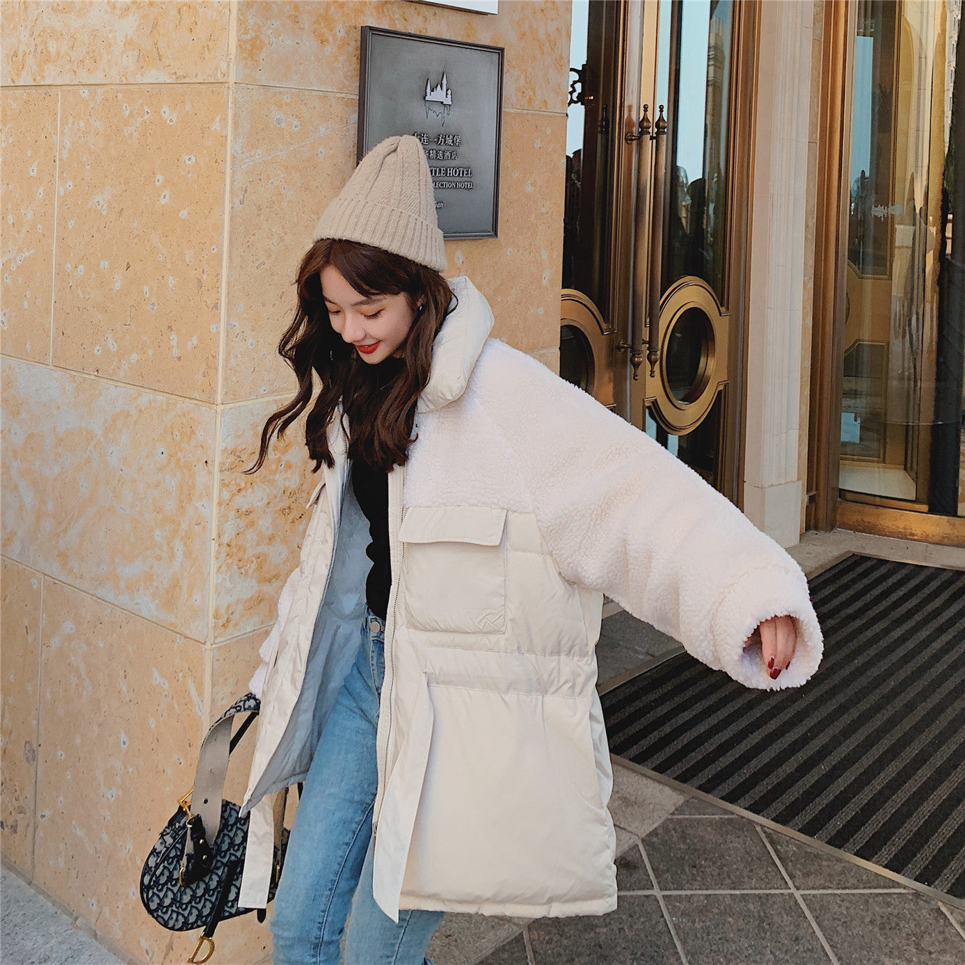 Real shot autumn and winter New lamb fur coat women's Korean style loose short short fur and fur