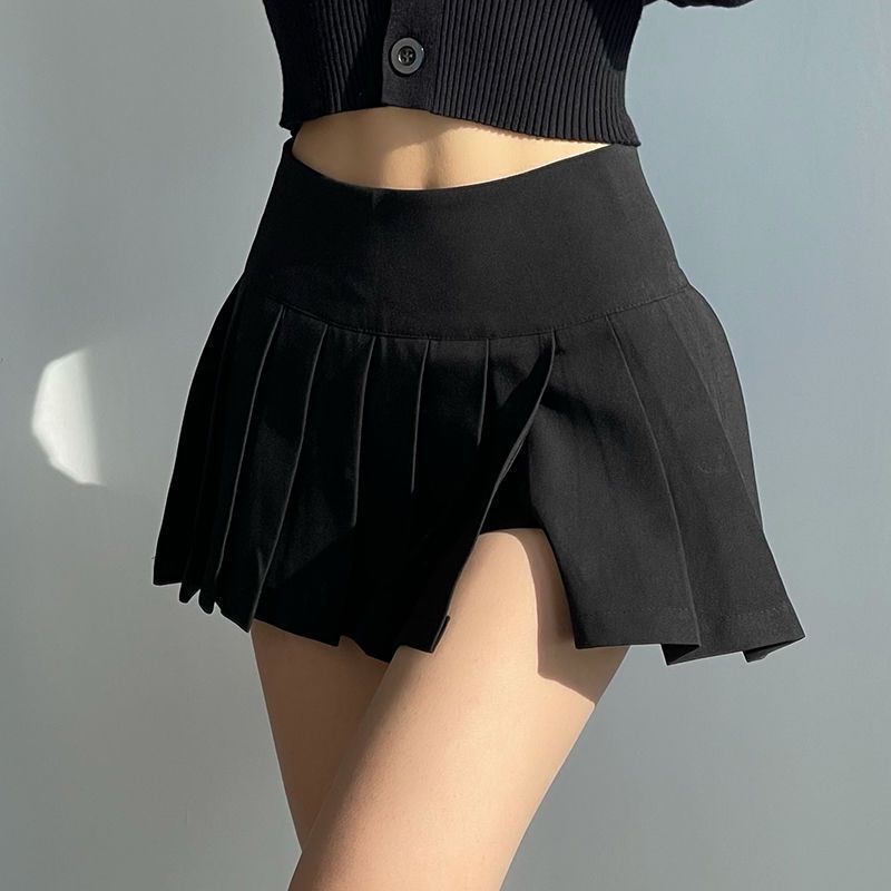 Short Front And Long Back Cute Pleated Skirt For Women Slim Fit Anti-exposure