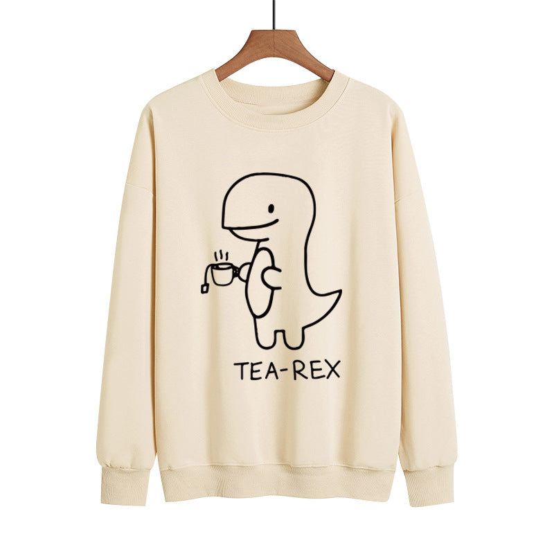 Popular Round Neck Sweater Dinosaur Printed Autumn And Winter Long Sleeve Casual Pullover