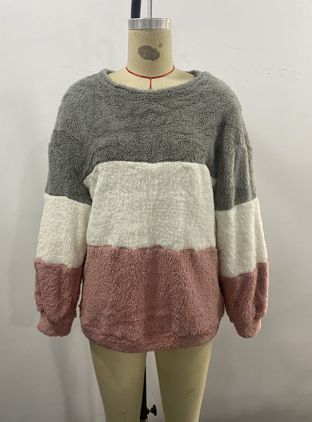 Women's Colorblock Crew Neck Flannel Sweatshirt