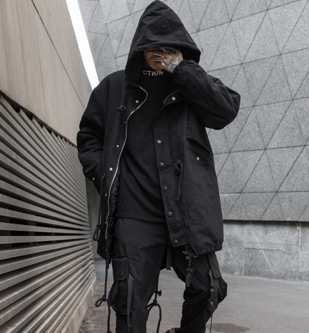 Men's Mid-length Anorak Loose Casual Dark National Fashion Coat