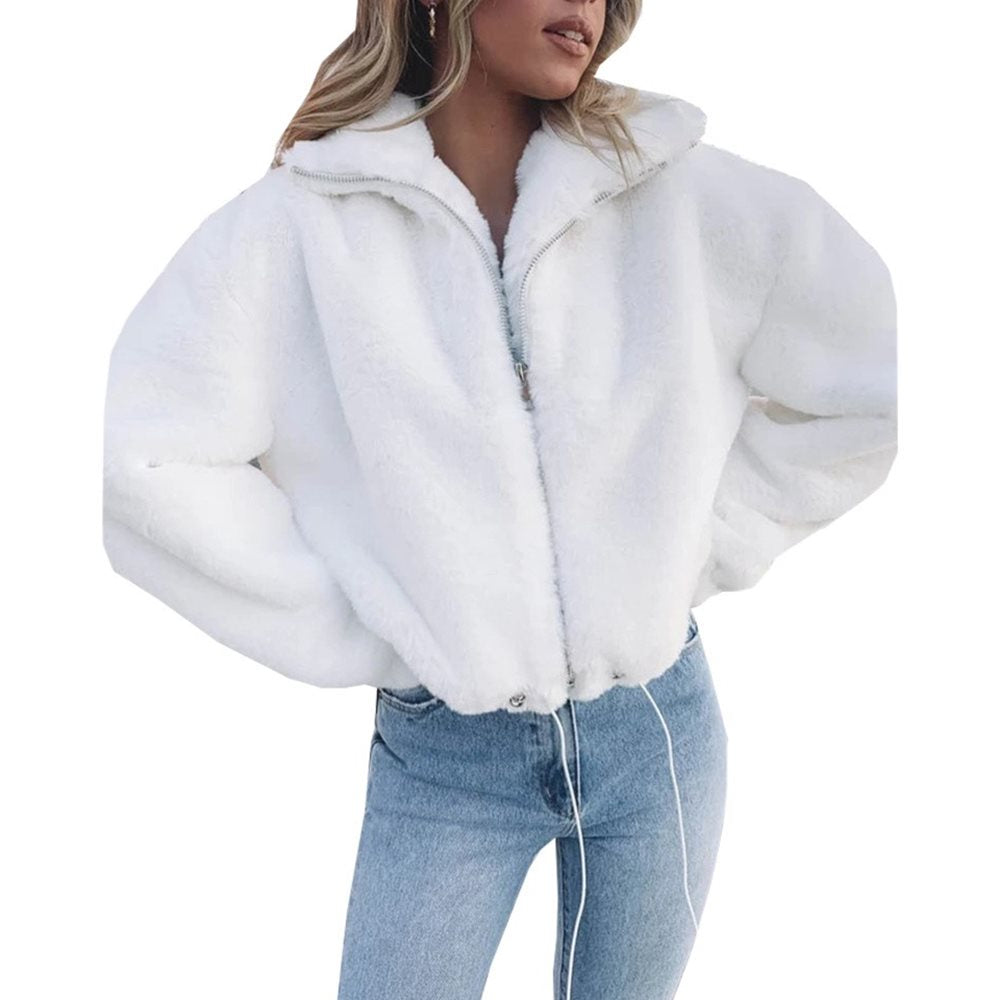 Ladies solid color imitation rabbit fur coat