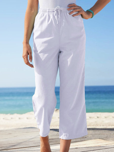 Pure cotton pure color wash 9 points pants