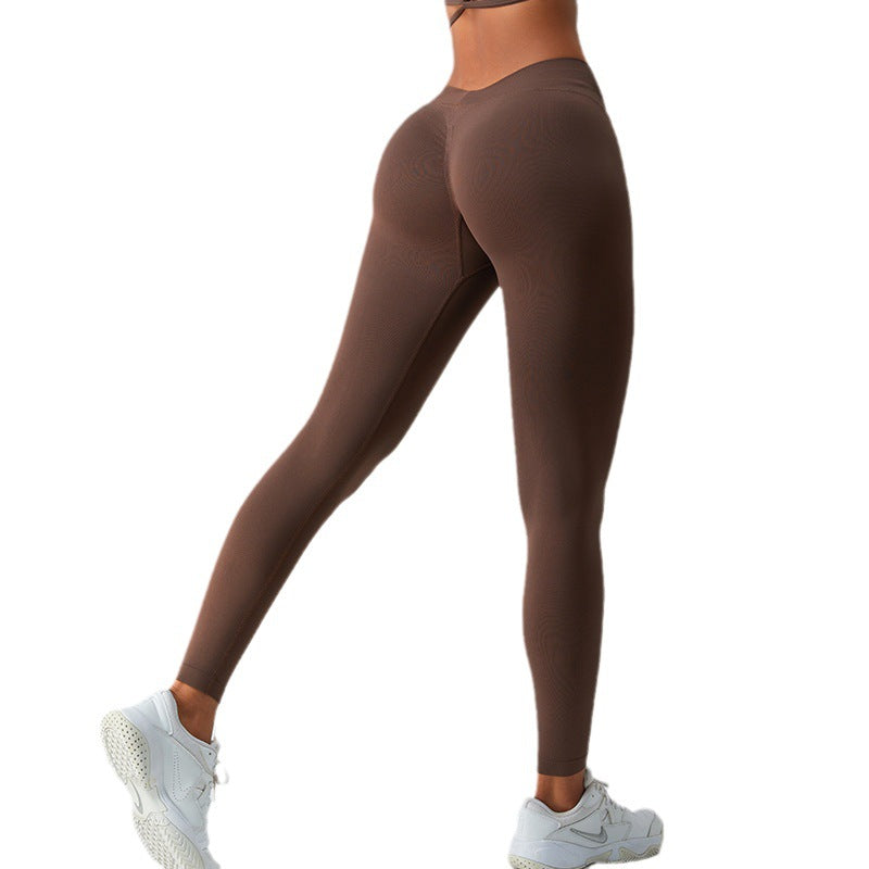 Seamless V Waist Yoga Pants Female High Waist Hip Lift