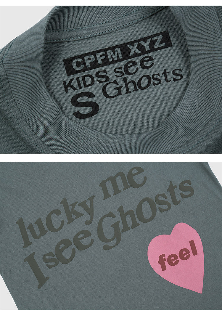 Kid See The Ghosts Big Talker Love Foam Letter Short Sleeve Ouyang Nana Same Type T-shirt