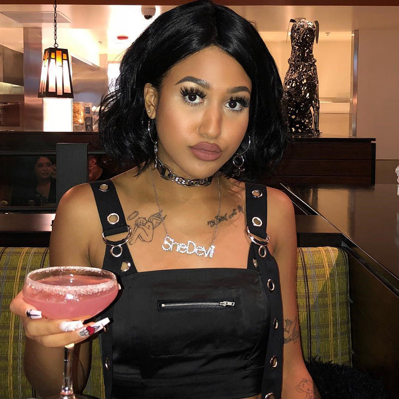 Black Tank Top Women Sleeveless Cropped Tops Tees Shirt Hollow Out Sexy Bustier Top Streetwear Summer 2021