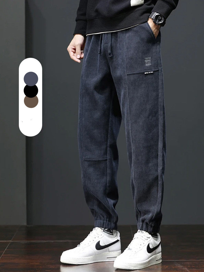 Velvet Padded Casual Pants Winter Ankle-tied Commuter Trousers